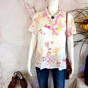 Lands' End perfect floral print linen shirt